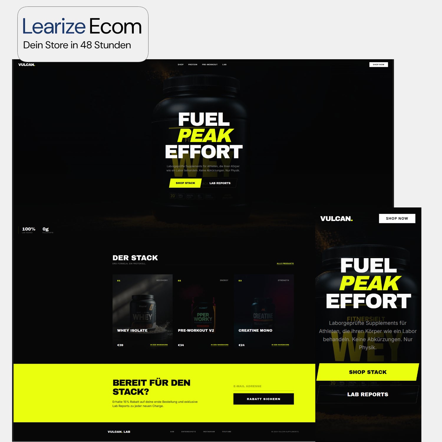 Dein fertiger Shopify Store — in 48 Stunden startklar