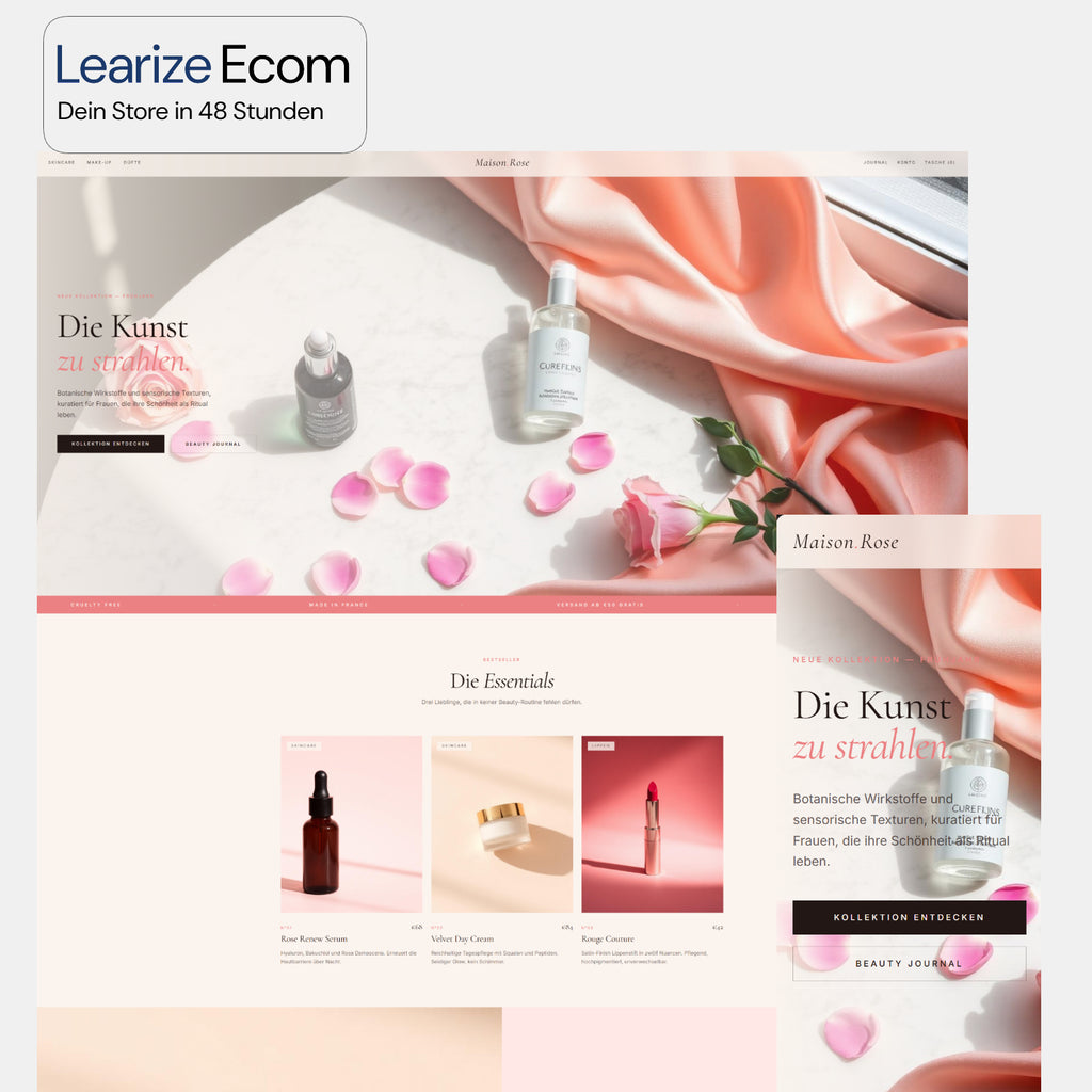 Dein fertiger Shopify Store — in 48 Stunden startklar